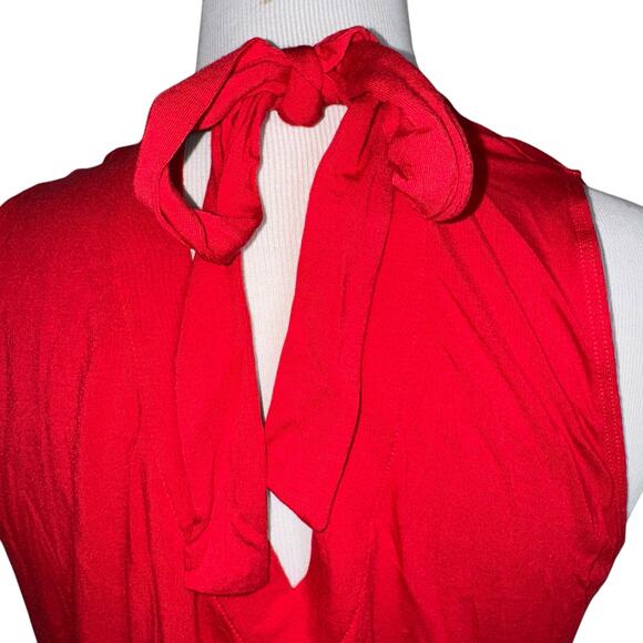 Cabi Style 3051 Red Cowl neck Tunic/Tank w/ Tie at back w/ V-cut Back Sz Large - Picture 4 of 6